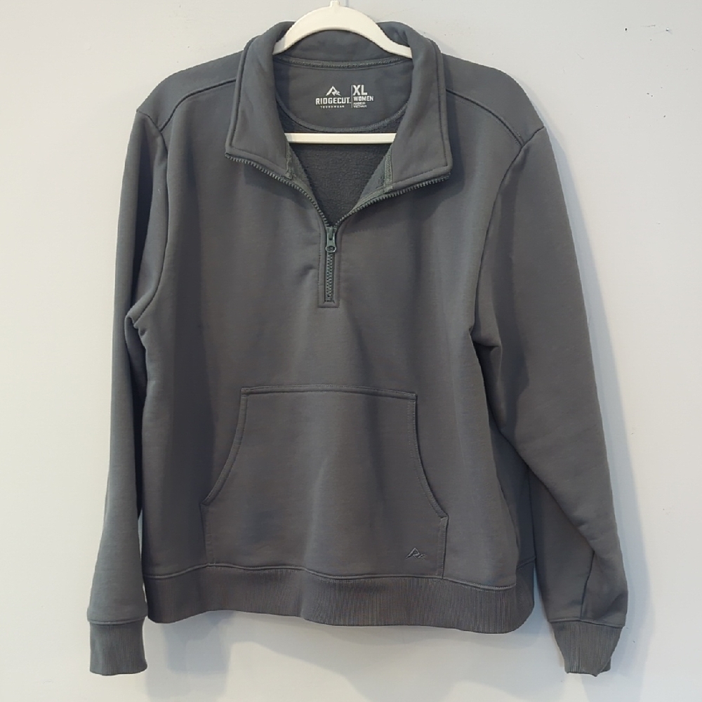 Ridgecut Women's Quarter Zip Sweatshirt‎ Workwear Thick Gray size XL